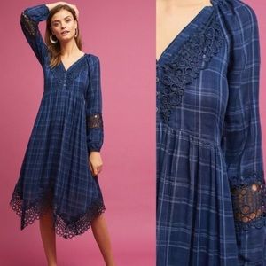 AKEMI + KIM ANTHROPOLOGIE Plaid Eyelet Dress Sz 4